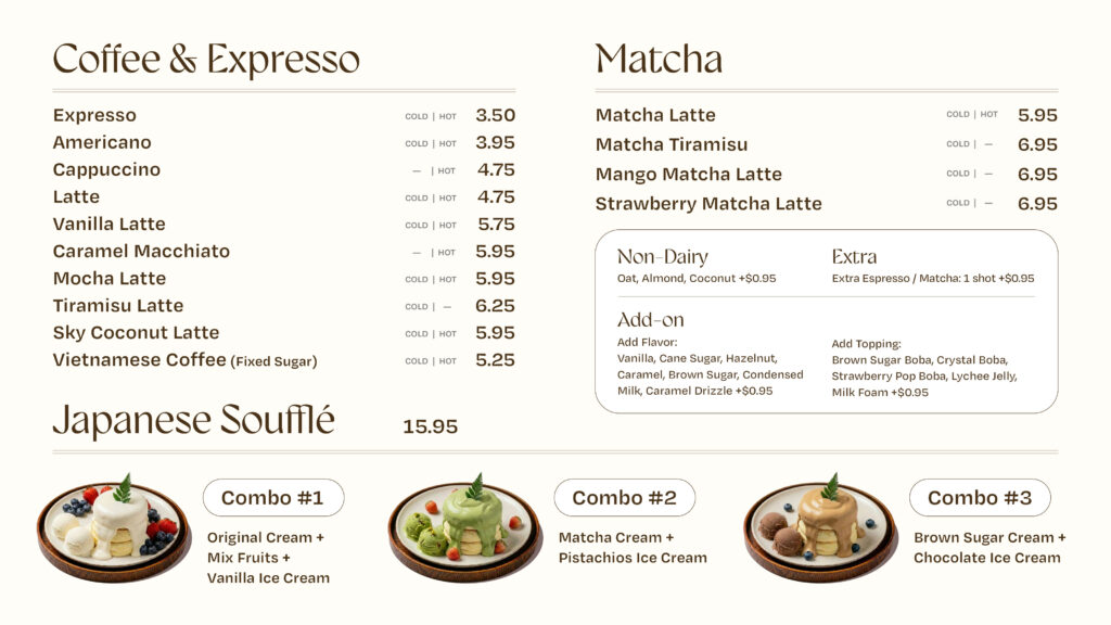 Teamania Drinks Menu 1